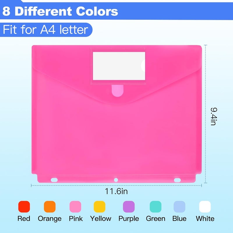 AZUREAL 8 Pack Binder Organizer, Plastic Binder Pockets for 3 Ring Binder, Binder Folders with Label for School Supplies and Documents, Letter Size, 8 Colors - Image 2